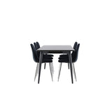 Ellis, Polar Rektangulär matgrupp Svart,Silver, Svart, 230 x 85