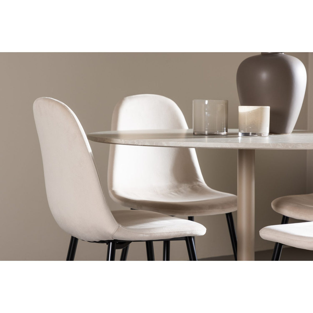 Lycke, Polar Rund matgrupp Beige,Svart, Beige, ⌀110