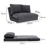 Malabo (32 x 127 x 120 cm) 2-sits bäddsoffa Grå
