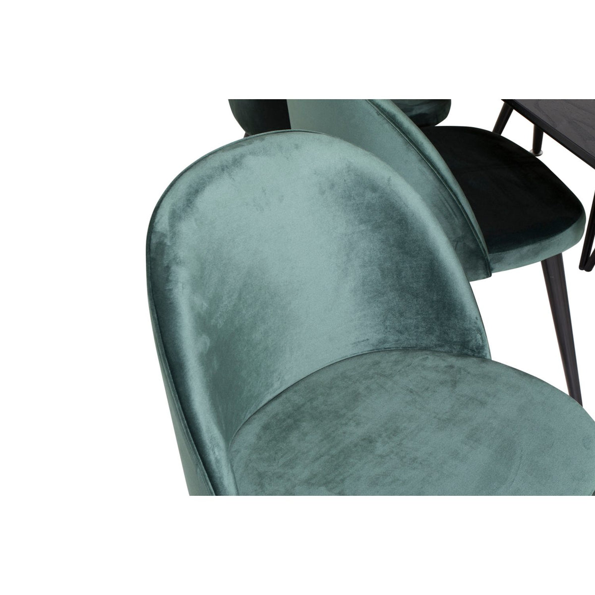 Gold, Velvet Rektangulär matgrupp Svart,Grön, Svart, 180 x 85