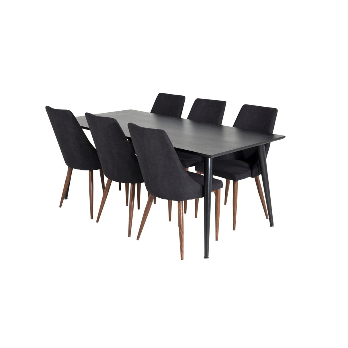 Dipp, Leone Rektangulär matgrupp Svart,Natur, Svart, 180 x 90