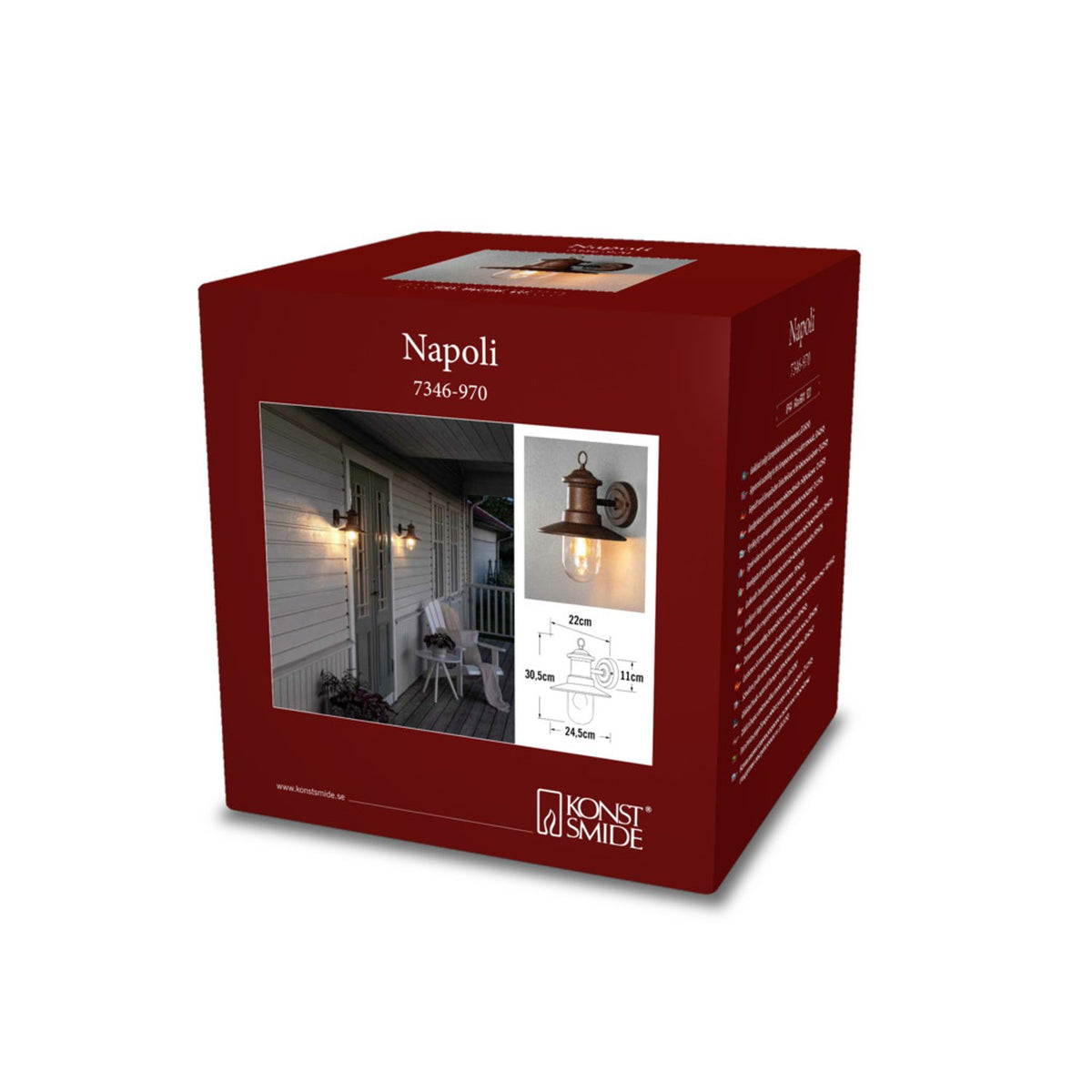 Napoli E27 Vägglampa Ute Rost