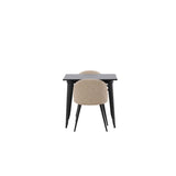 Tempe, Velvet Rektangulär matgrupp Beige, Svart, Svart, 80 x 80