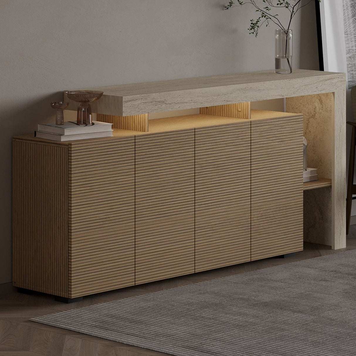 Cork (170 x 80 x 35 cm) Konsolbord Travertin, varm ek