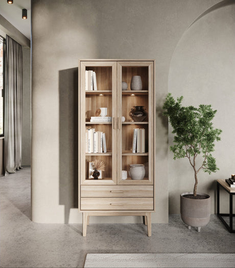 Vitrinskåp Nr.702 80x185 cm Vitoljad Ek