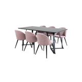 Marina, Velvet Rektangulär matgrupp Svart