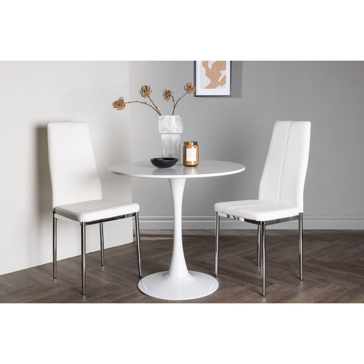 Hamden, Pastill Rund matgrupp Silver,Vitt, Vit, ⌀80