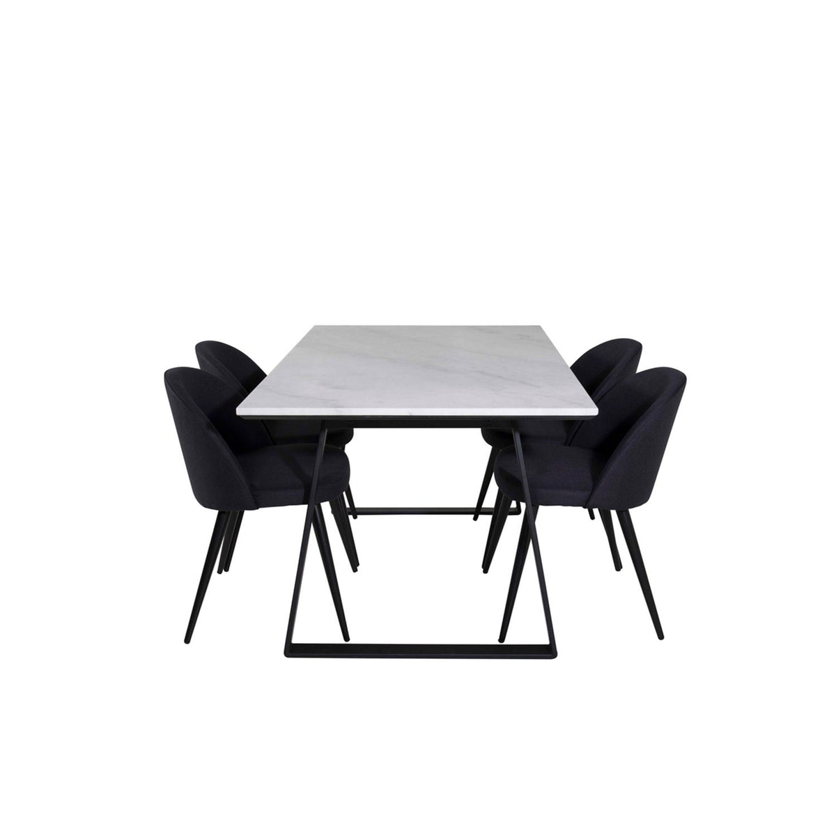 Estelle, Velvet Rektangulär matgrupp Svart, Svart, vit, 140 x 90