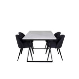 Estelle, Velvet Rektangulär matgrupp Svart, Svart, vit, 140 x 90