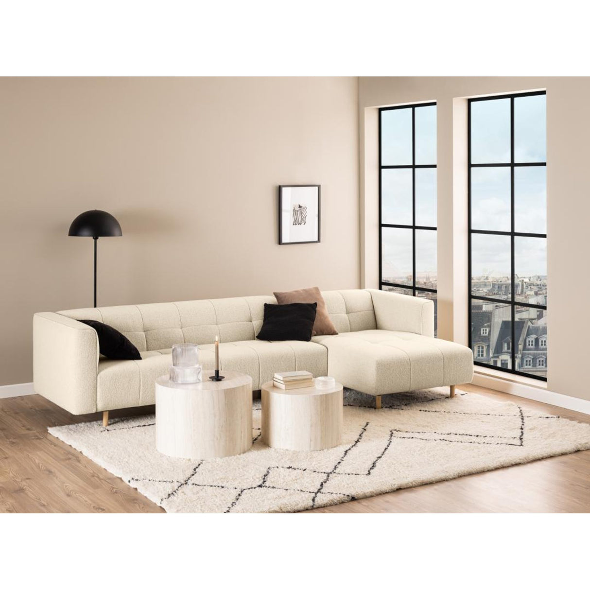Dijon Soffbord Rund 40x58x58 cm Travertin