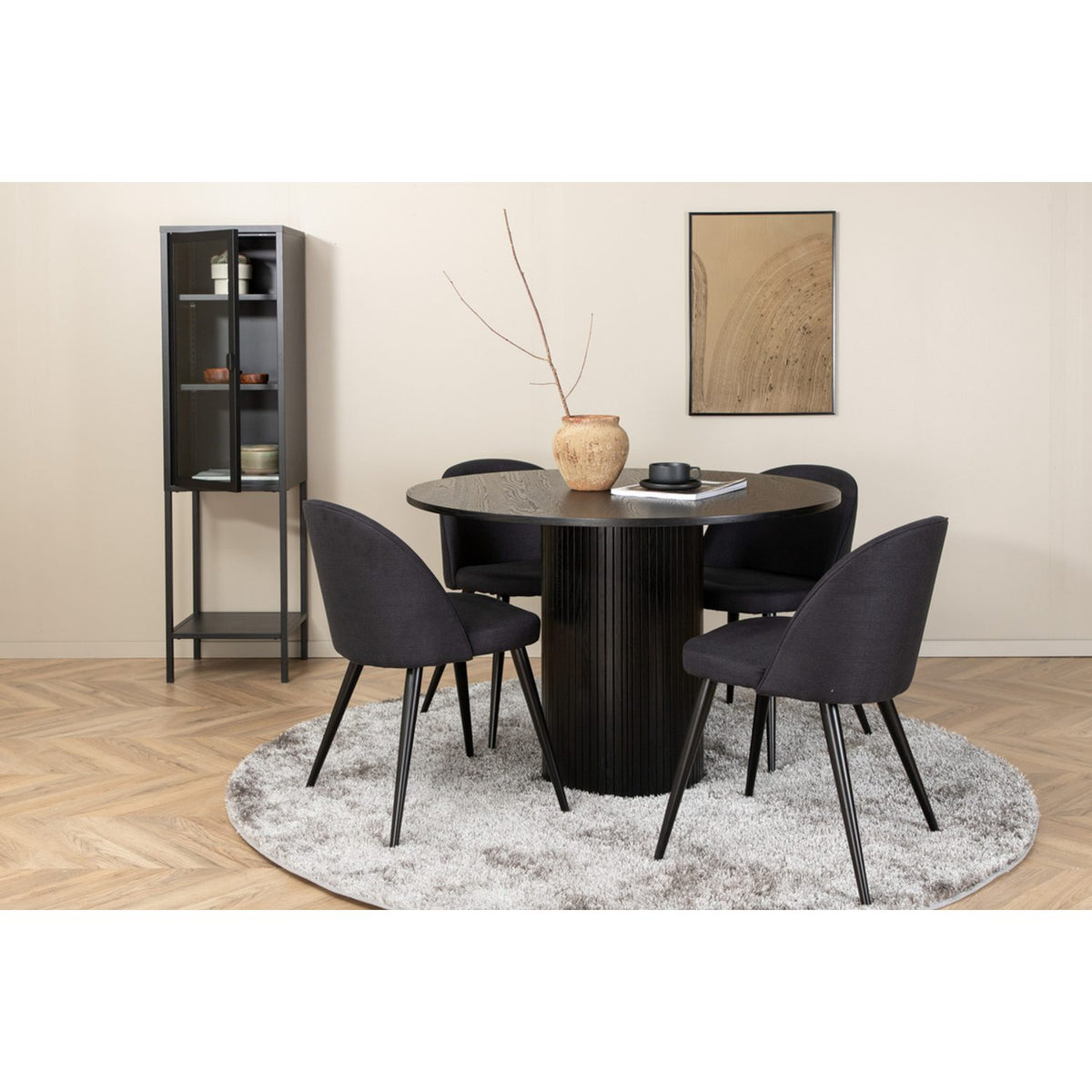 Bianca, Velvet Rund matgrupp Svart, Svart, ⌀110