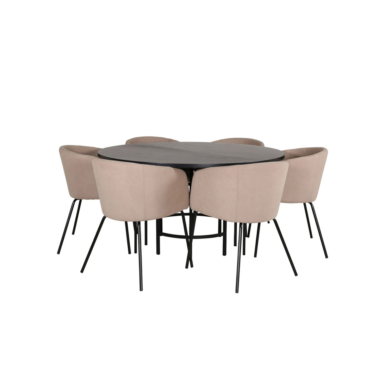 Copenhagen, Berit Rund matgrupp Beige, Svart, Svart, ⌀140