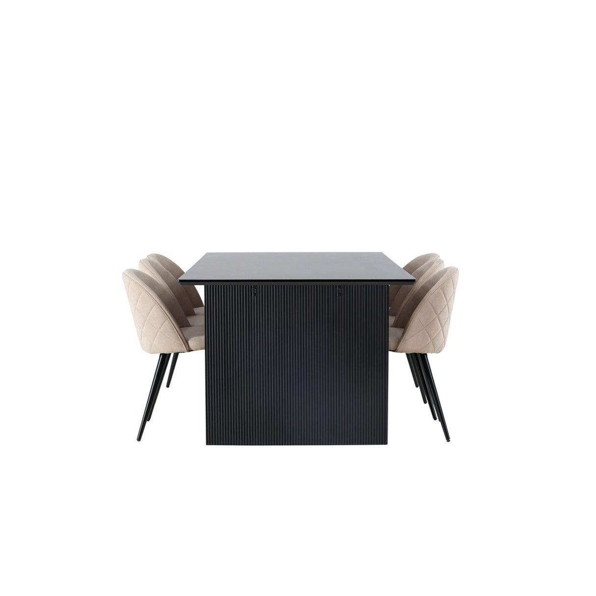 Vail, Velvet Rektangulär matgrupp Beige, Svart, Svart, 200 x 100