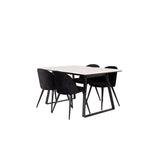 Estelle, Velvet Rektangulär matgrupp Svart, Svart,Vitt, 140 x 90