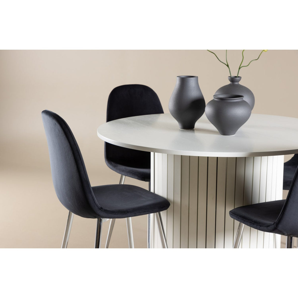 Härön, Polar Rund matgrupp Svart,Silver, Vit, ⌀110