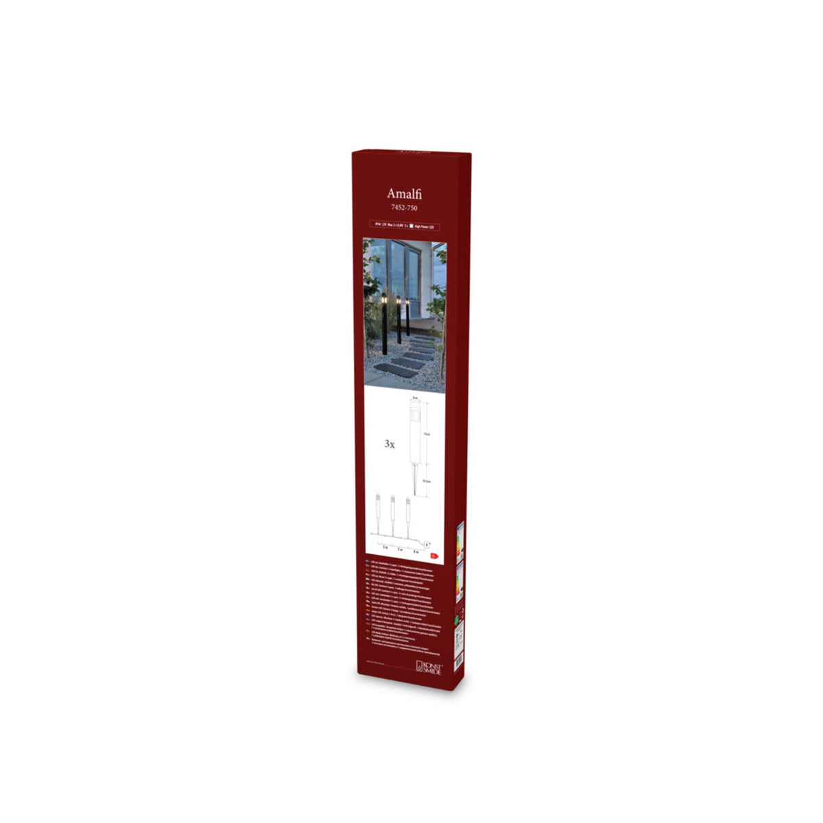 Amalfi Svart 3-pack LED Pollare