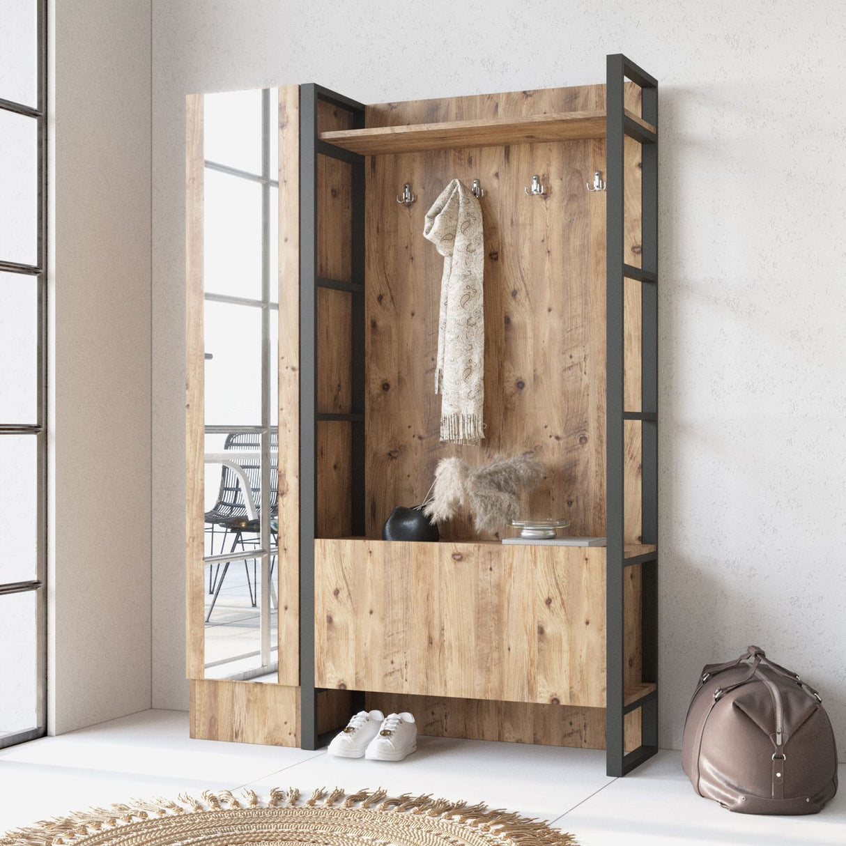 Paramaribo Slim (90 x 180 x 34 cm) Atlantisk furu Hallstativ