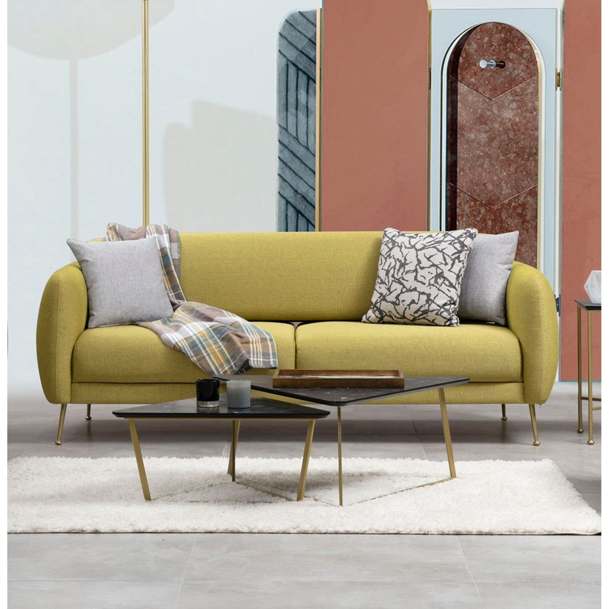 Sevilla 3-sits (214 x 98 x 85 cm) 3-sits bäddsoffa Gul