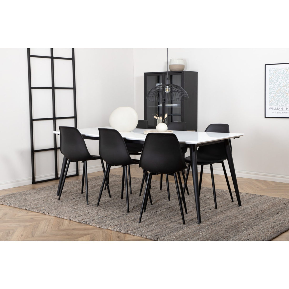 Jimmy, Polar Rektangulär matgrupp Svart, Svart, vit, 195 x 90