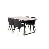 Estelle, Velvet Rektangulär matgrupp Svart, Guld, Svart,Vitt, 140 x 90
