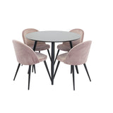Plaza, Sammet Rund matgrupp Svart,Dammrosa, Svart, ⌀100