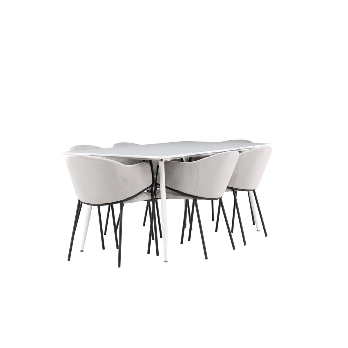 Silar, Evelina Rektangulär matgrupp Svart,Grå, Vit, 180 x 90