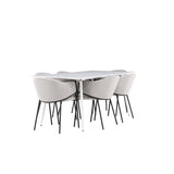 Silar, Evelina Rektangulär matgrupp Svart,Grå, Vit, 180 x 90