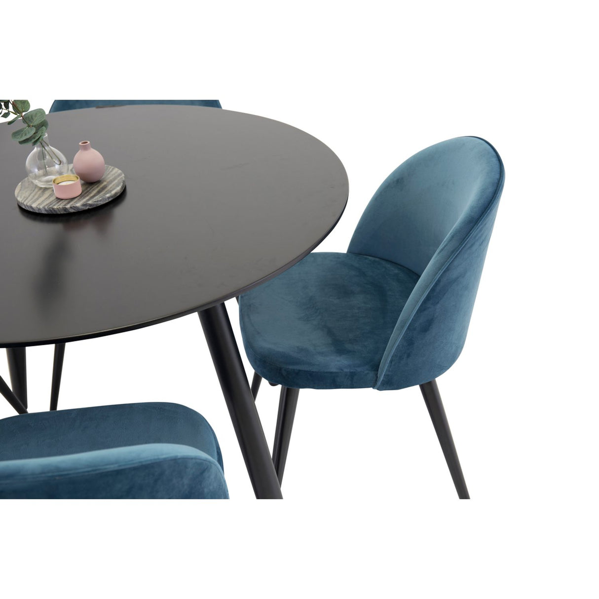 Plaza, Velvet Rund matgrupp Svart,Blå, Svart, ⌀100