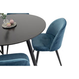 Plaza, Velvet Rund matgrupp Svart,Blå, Svart, ⌀100