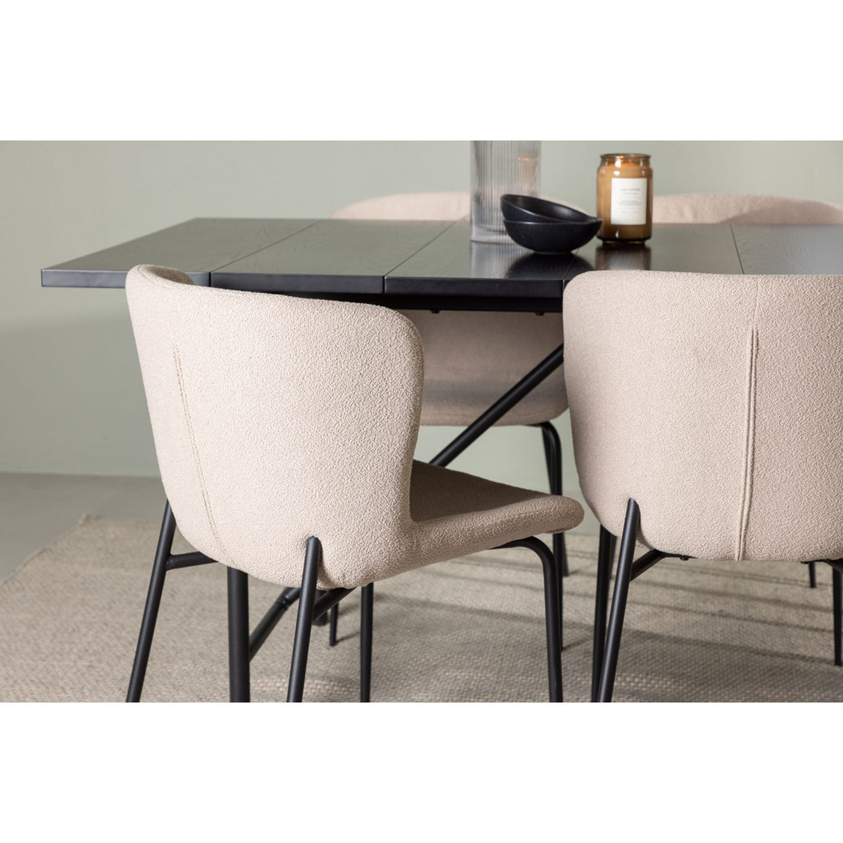 Astrid, Modesto Rektangulär matgrupp Beige,Svart, Svart, 200 x 90