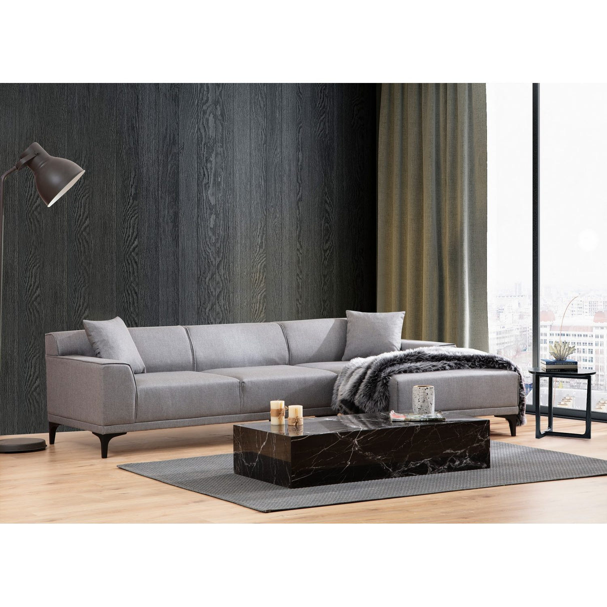 Tbilisi Corner (165 x 90 x 110 cm) Hörnsoffa Ljusgrå, Höger