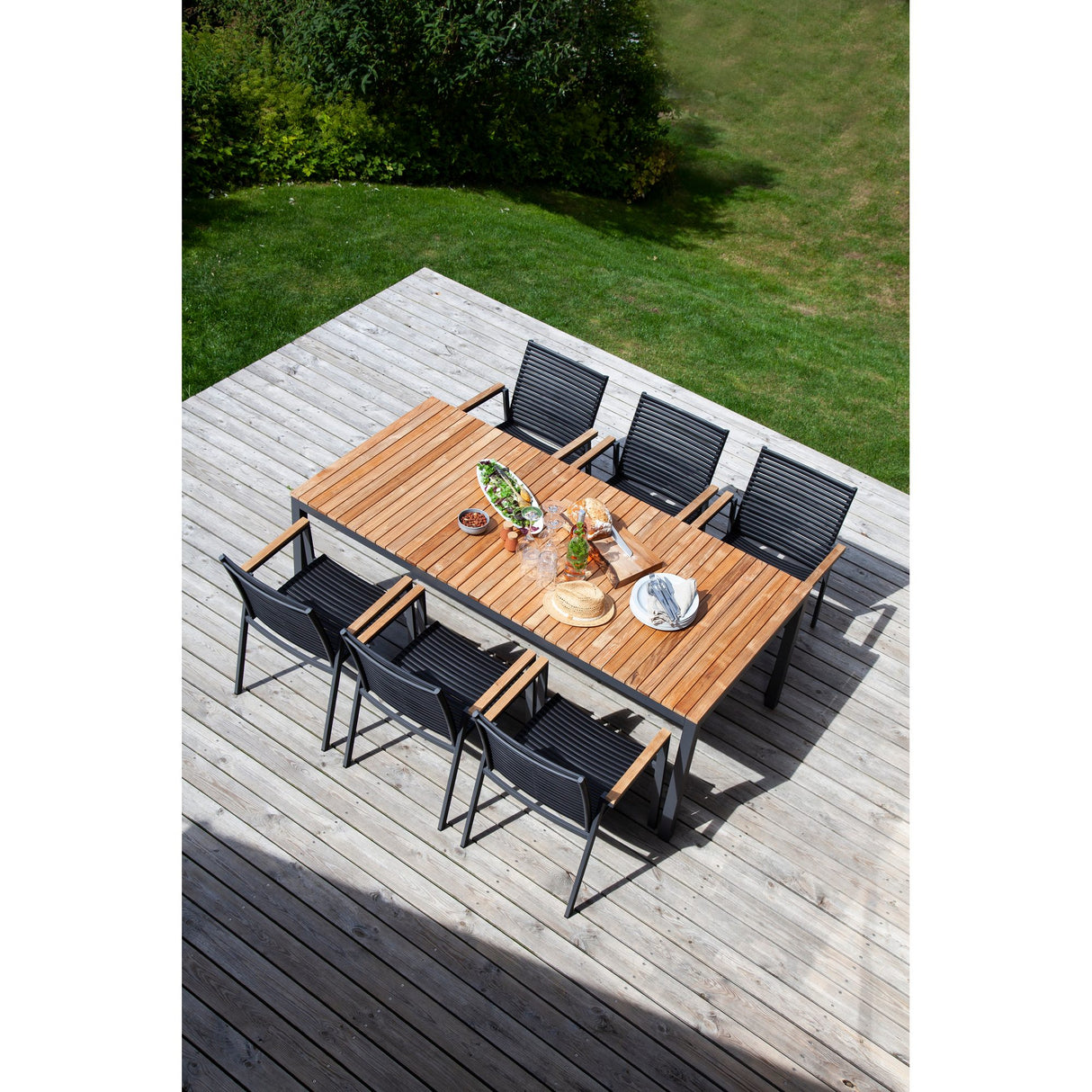 Mood Extreme Trädgårdsstol i Teak och Antracit Aluminium Smala lameller