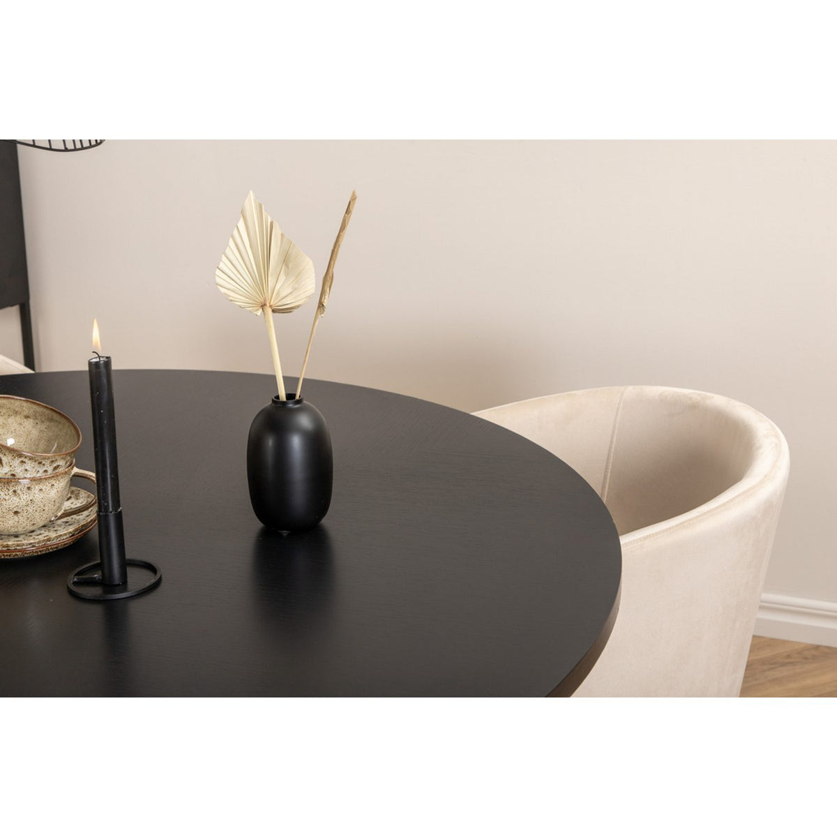 Copenhagen, Berit Rund matgrupp Beige,Svart, Svart, ⌀140