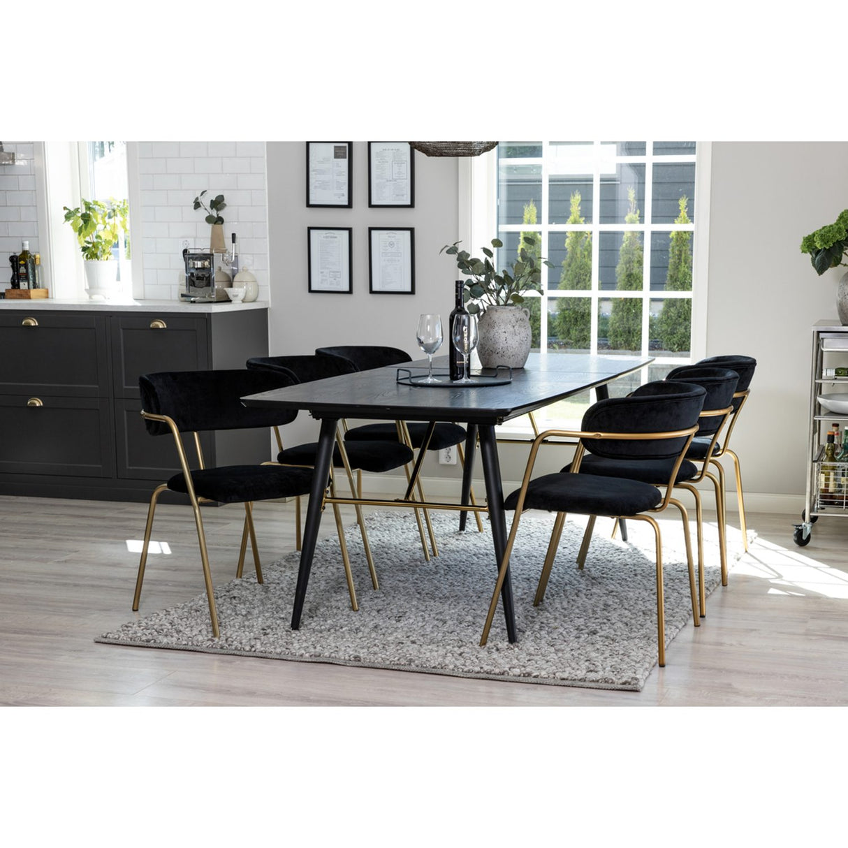 Gold, Arrow Rektangulär matgrupp Svart,Guld, Svart, 180 x 85
