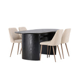 Isolde, Night Oval matgrupp Valnöt, Beige, Svart, 180 x 90