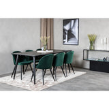 Dipp, Velvet Rektangulär matgrupp Svart,Grön, Svart, 180 x 90