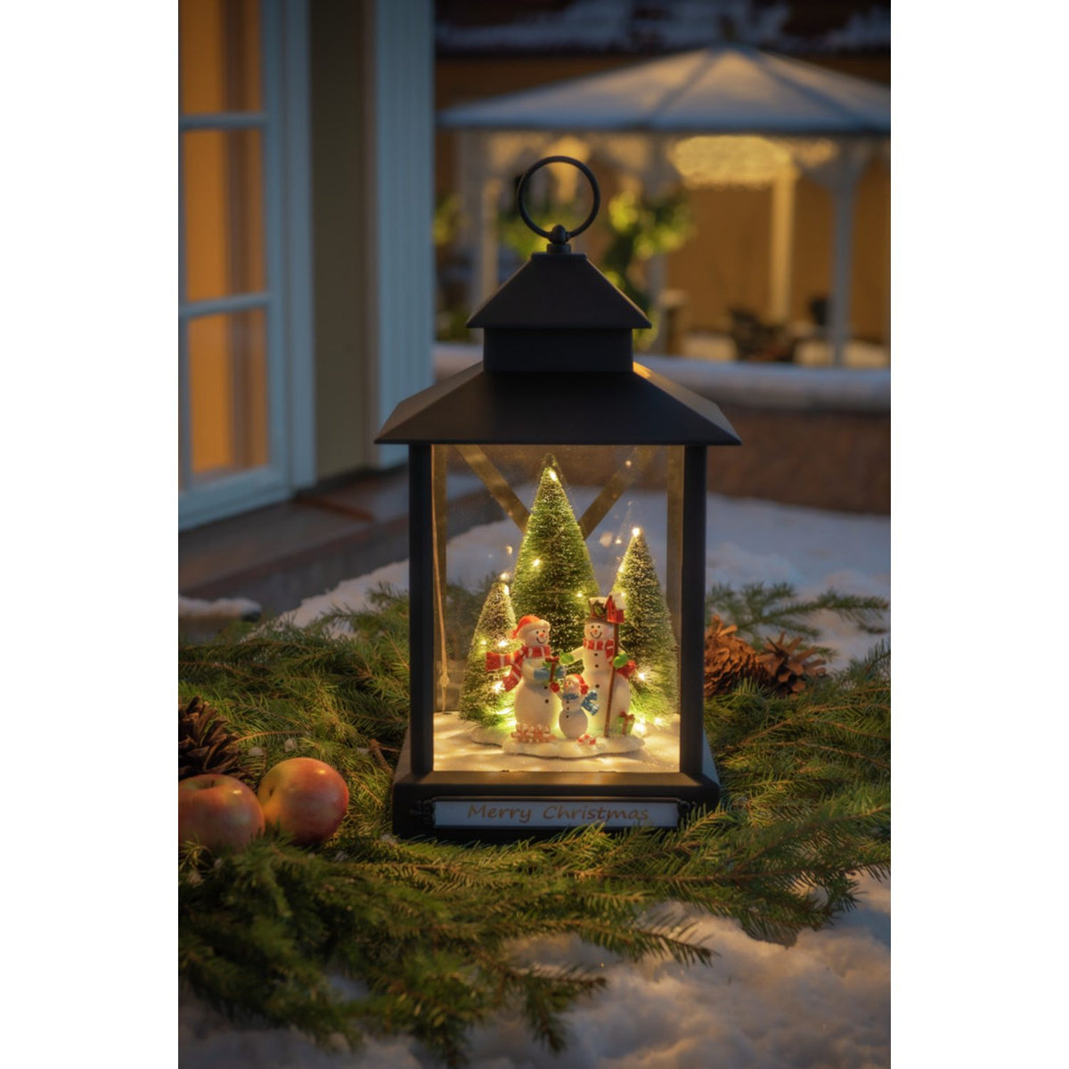 Stor ljuslykta 46 LED Snögubbar Ljusdekoration Ute
