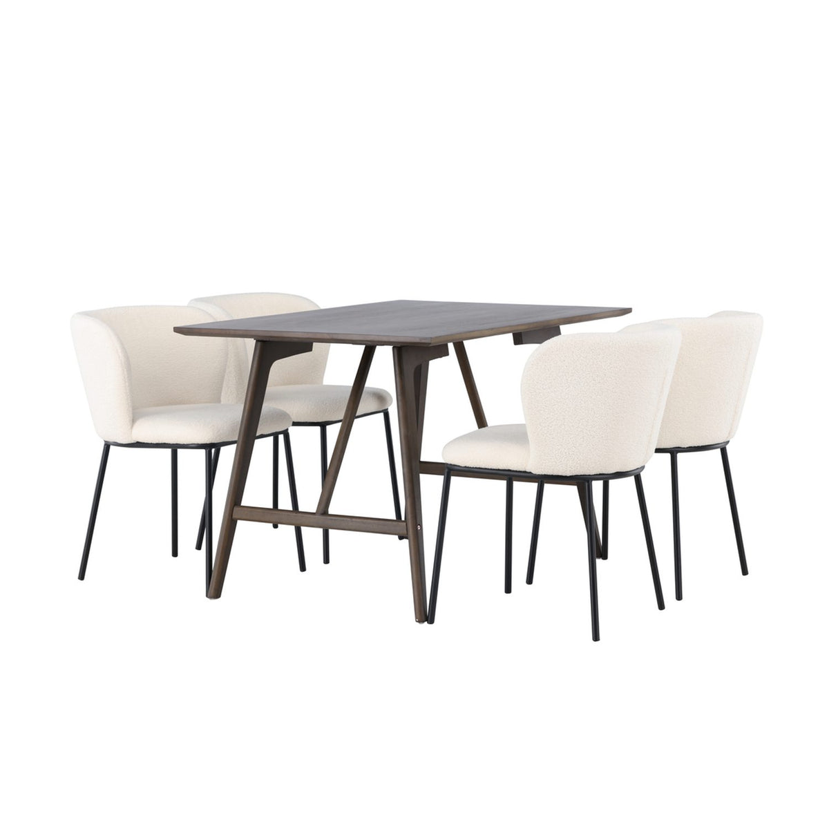 Kaseidon, Edina Rektangulär matgrupp Svart,Vit, Mörkbrun, 120 x 80