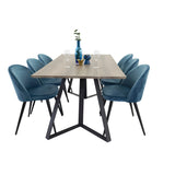 Marina,Sammet Rektangulär matgrupp Svart,Blå, Svart,Grå, 180 x 90