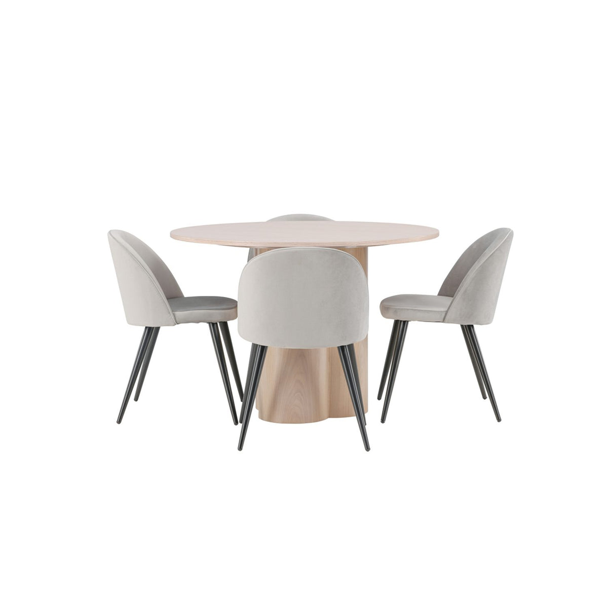 Olivia, Velvet Rund matgrupp Vitlaserad