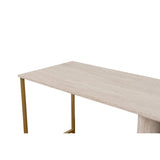 Gaborone dubbel studie-/skrivbord (240 x 74 x 60 cm) Skrivbord för studier Travertin Guld