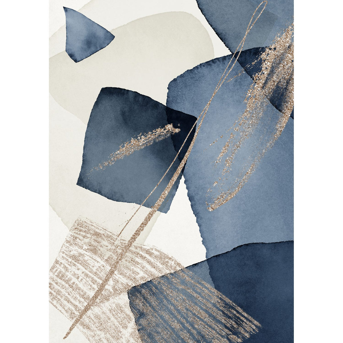 Blå virvel Poster Beige, 30 x 40 cm