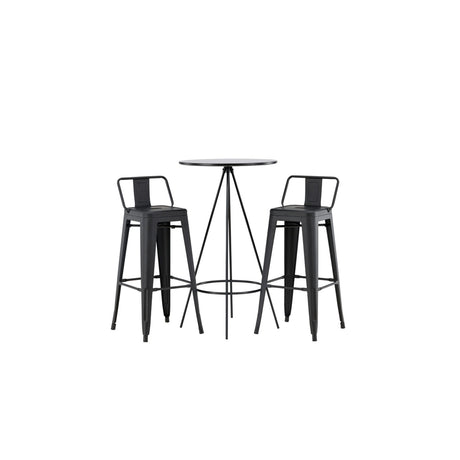 Bistro, Tempe Rund matgrupp Svart, Svart, 2st