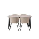 Tempe, Berit Rektangulär matgrupp Beige, Svart, Valnöt, 140 x 80