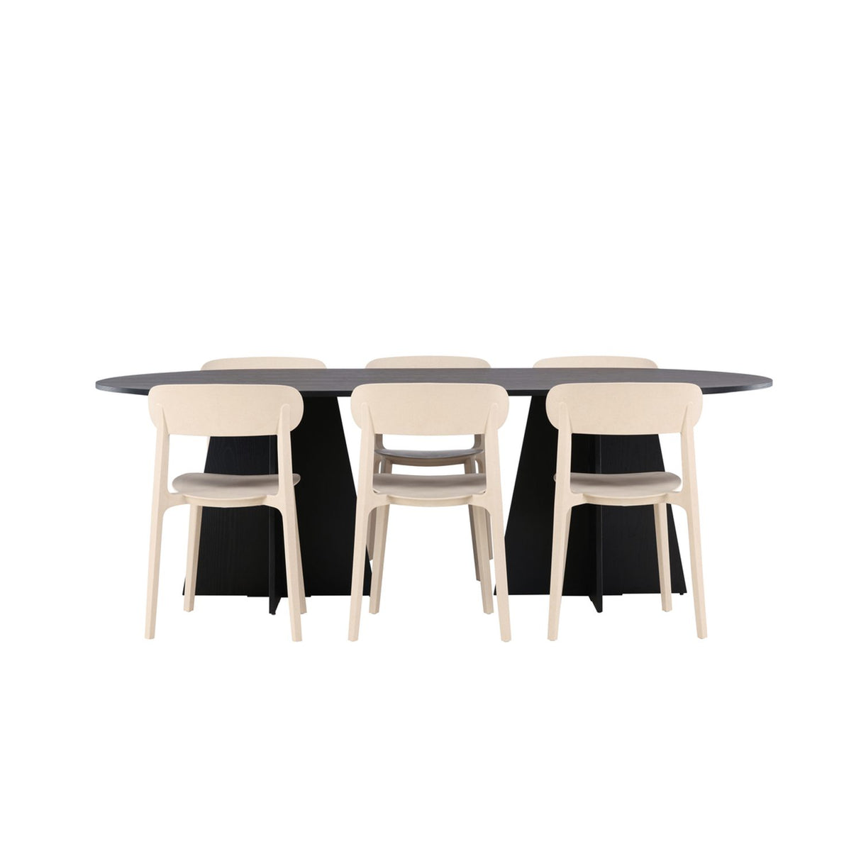 Bootcut, Åstol Oval matgrupp Beige, Svart, 230 x 115
