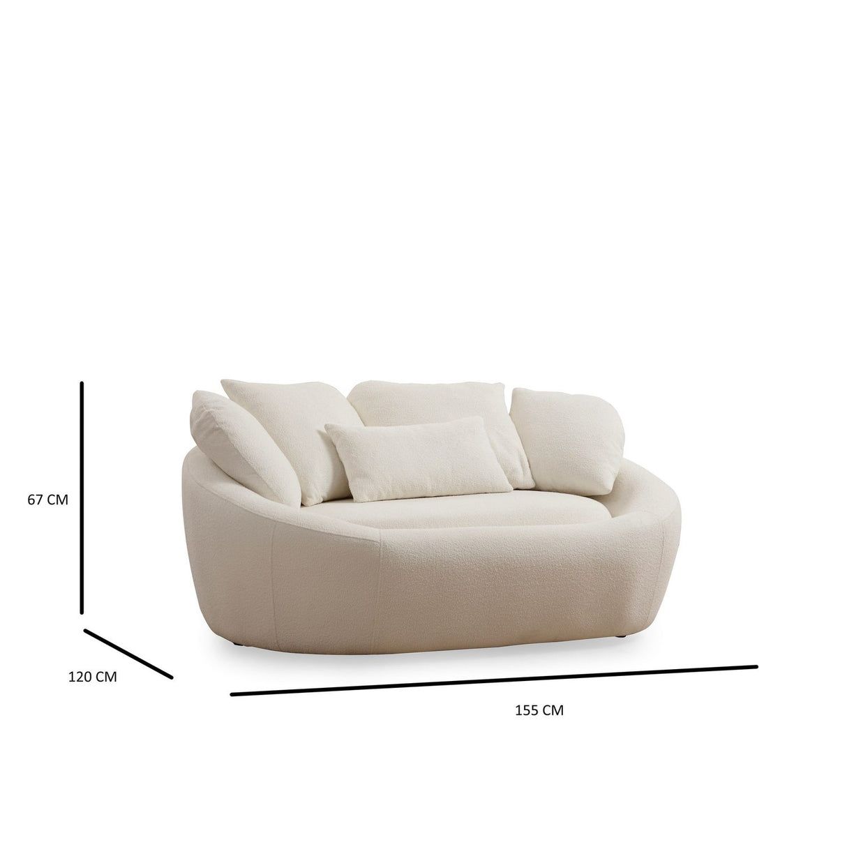 Nairobi (155 x 120 x 67 cm) Creme 2-sitssoffa