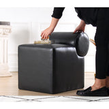 Rohin Läderpuff (53 x 49 x 53 cm) Svart Sittpuff