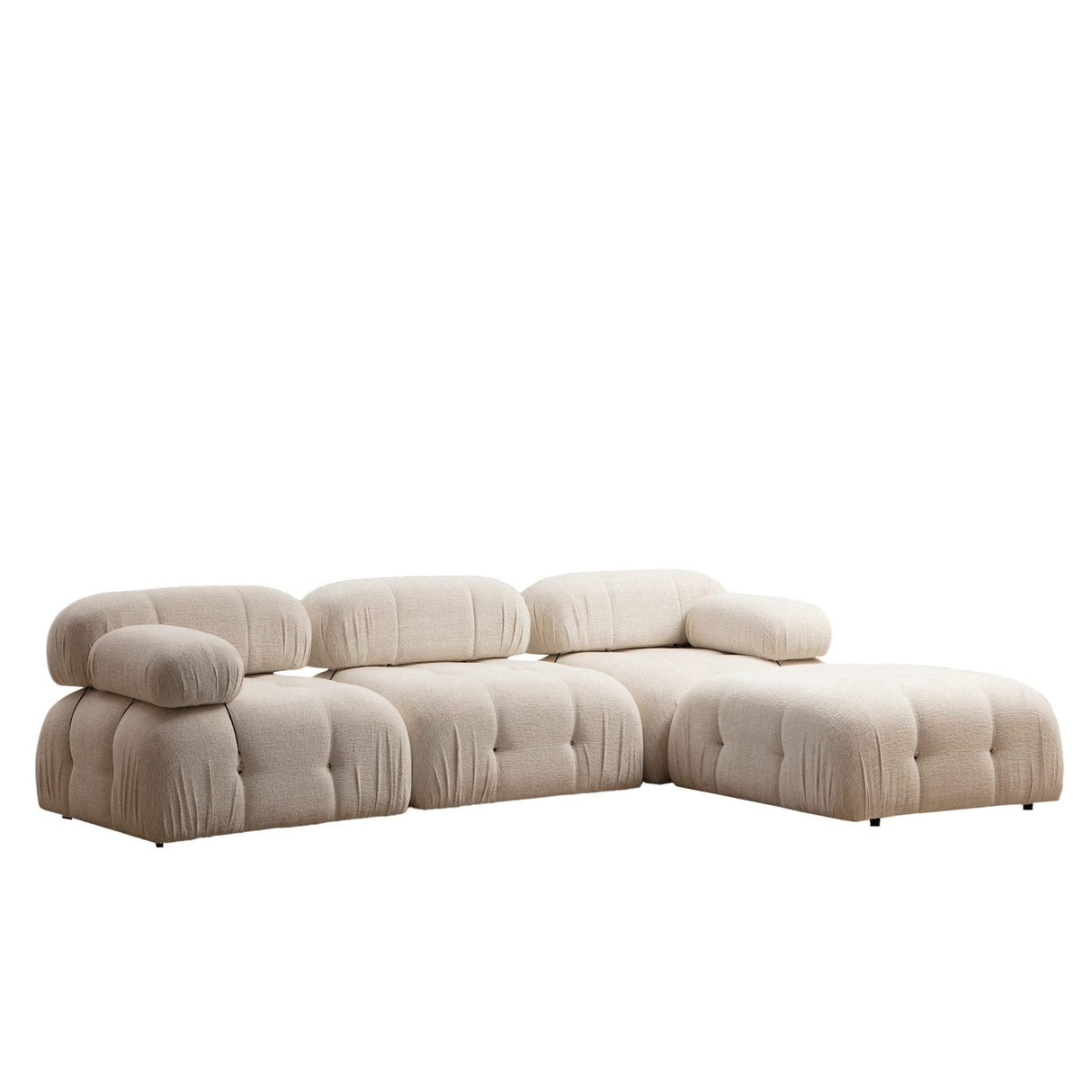 Vienna Beige L1-O1-1R-PUF (288 x 95 x 75 cm) Hörnsoffa Creme