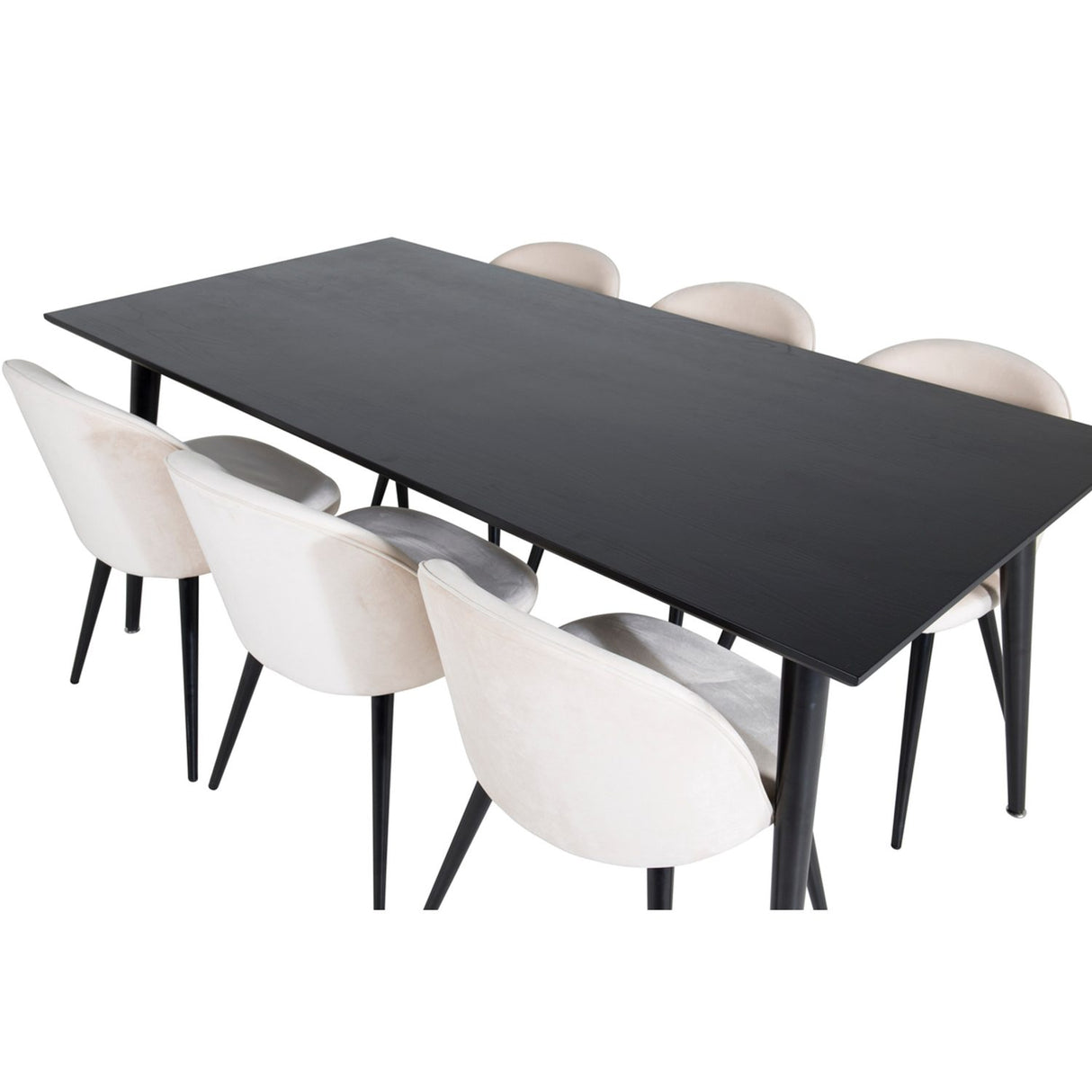 Dipp, Velvet Rektangulär matgrupp Beige,Svart, Svart, 180 x 90