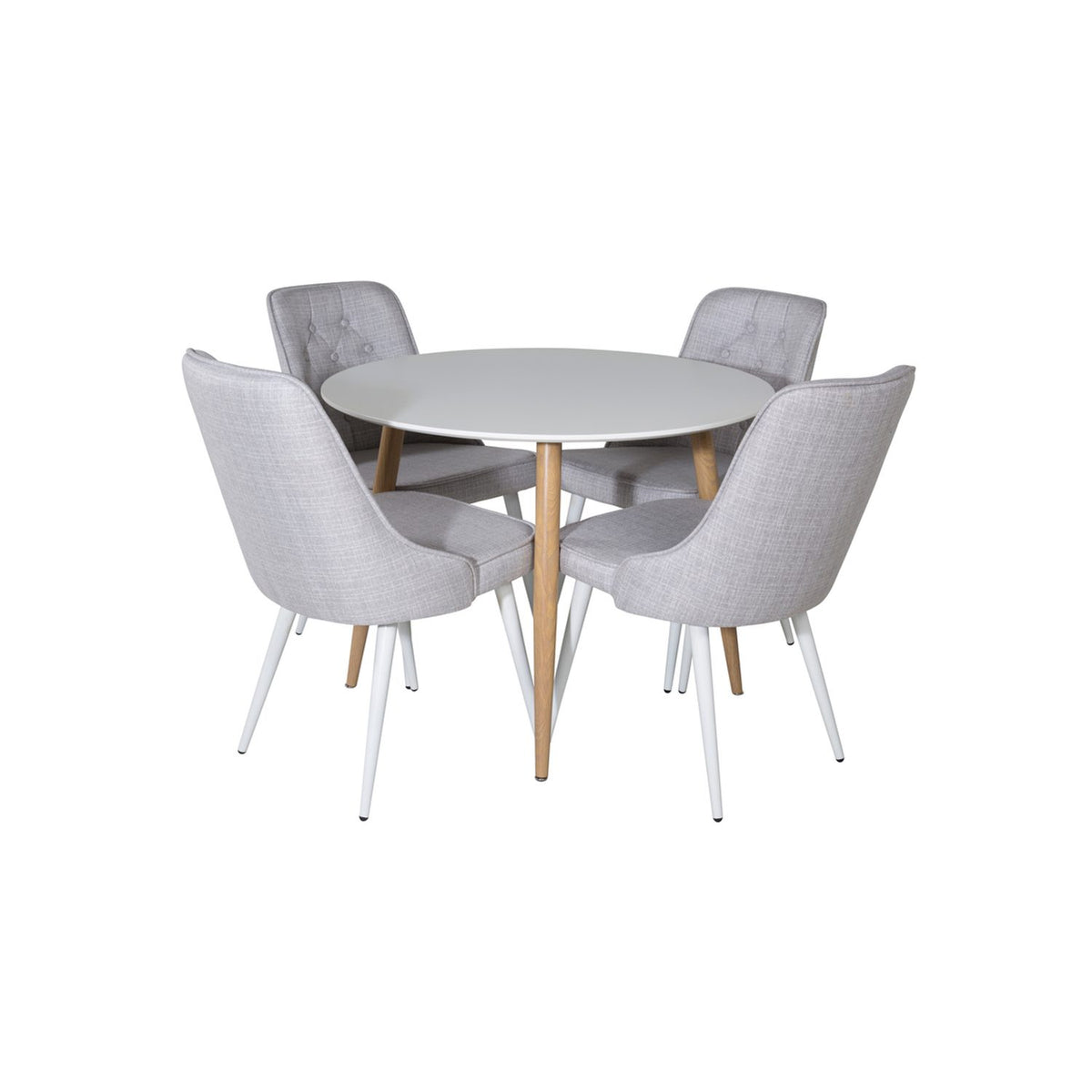 Plaza, Velvet Deluxe Rund matgrupp Ljusgrå, Vit, 4st